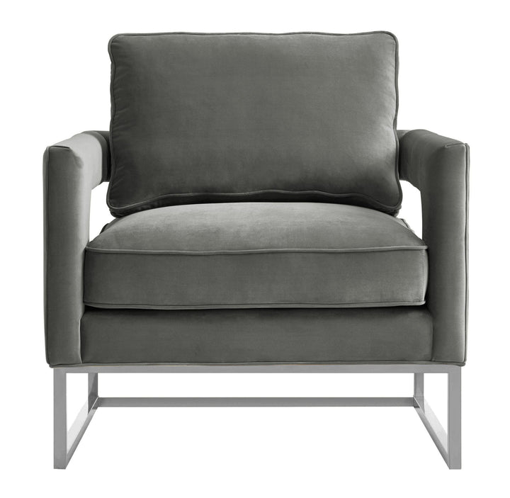 SwayLiving Avery Grey Velvet Chair - Silver Frame ACCENT + LOUNGE CHAIRS