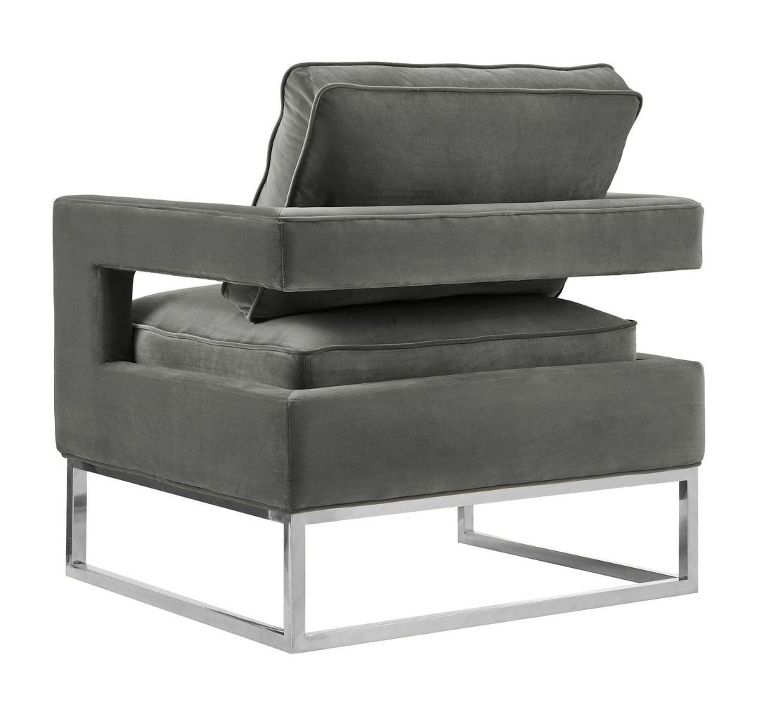SwayLiving Avery Grey Velvet Chair - Silver Frame ACCENT + LOUNGE CHAIRS