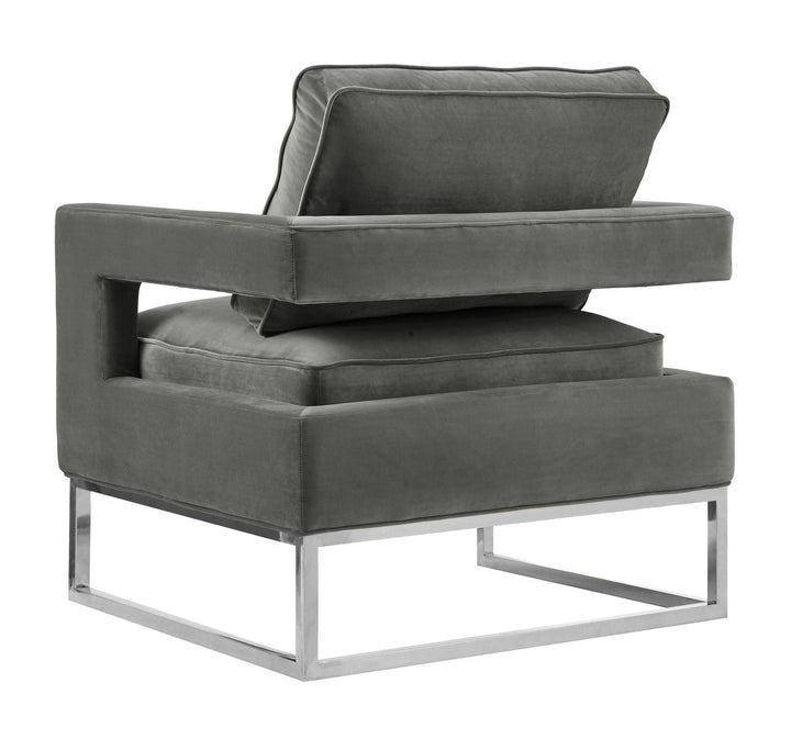 SwayLiving Avery Grey Velvet Chair - Silver Frame ACCENT + LOUNGE CHAIRS