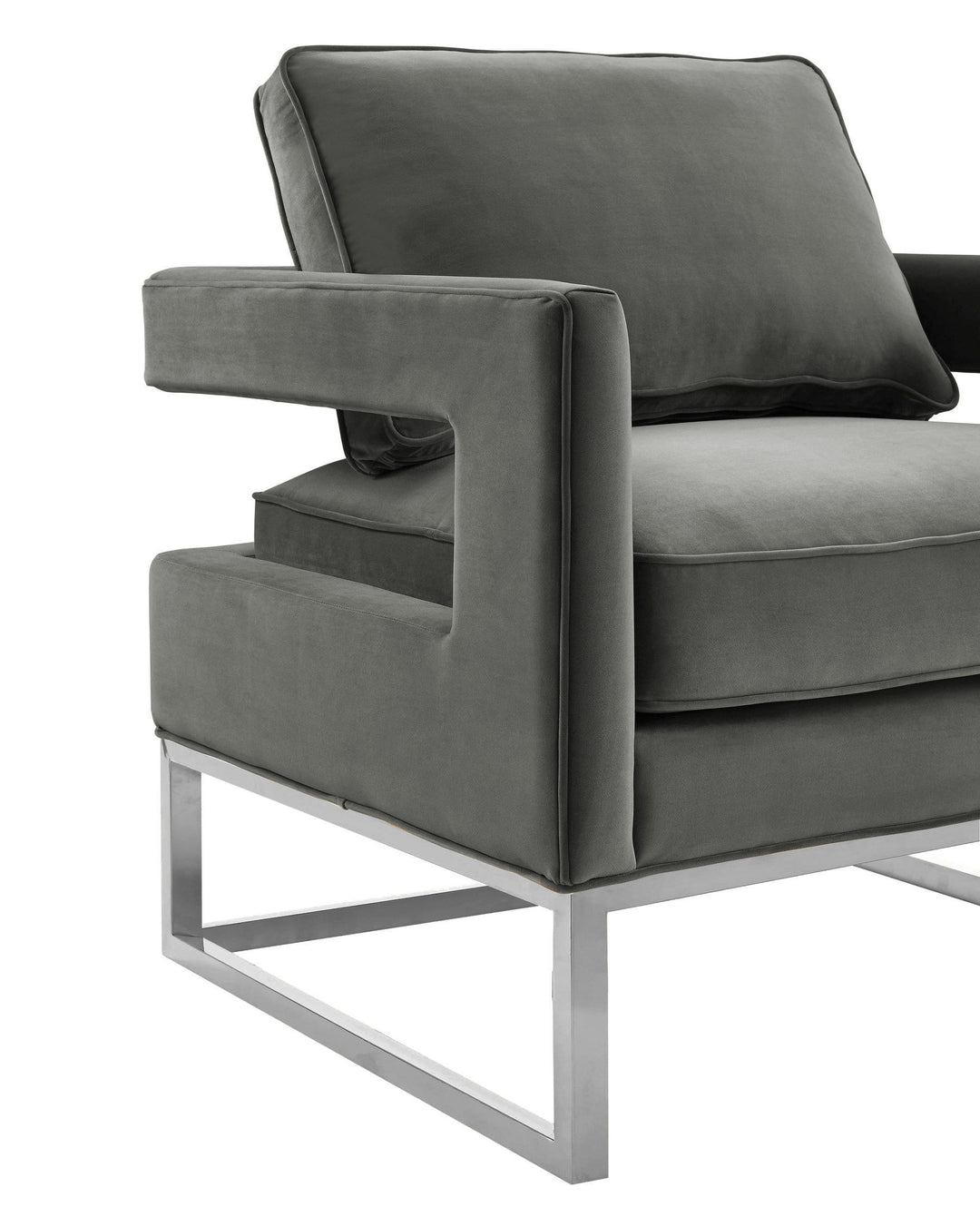 SwayLiving Avery Grey Velvet Chair - Silver Frame ACCENT + LOUNGE CHAIRS