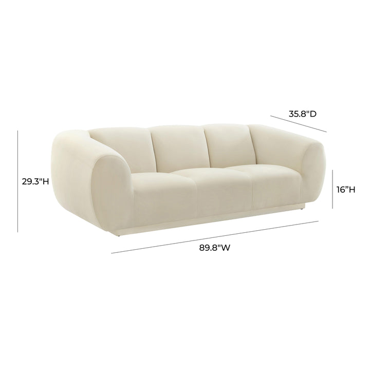 SwayLiving Emmet Cream Velvet Sofa SOFAS + SECTIONALS