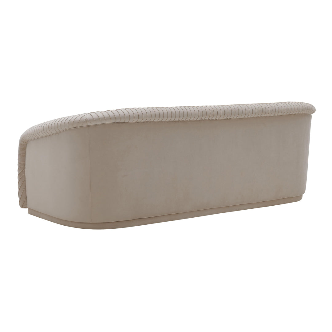 SwayLiving Yara Pleated Beige Velvet Sofa SOFAS + SECTIONALS