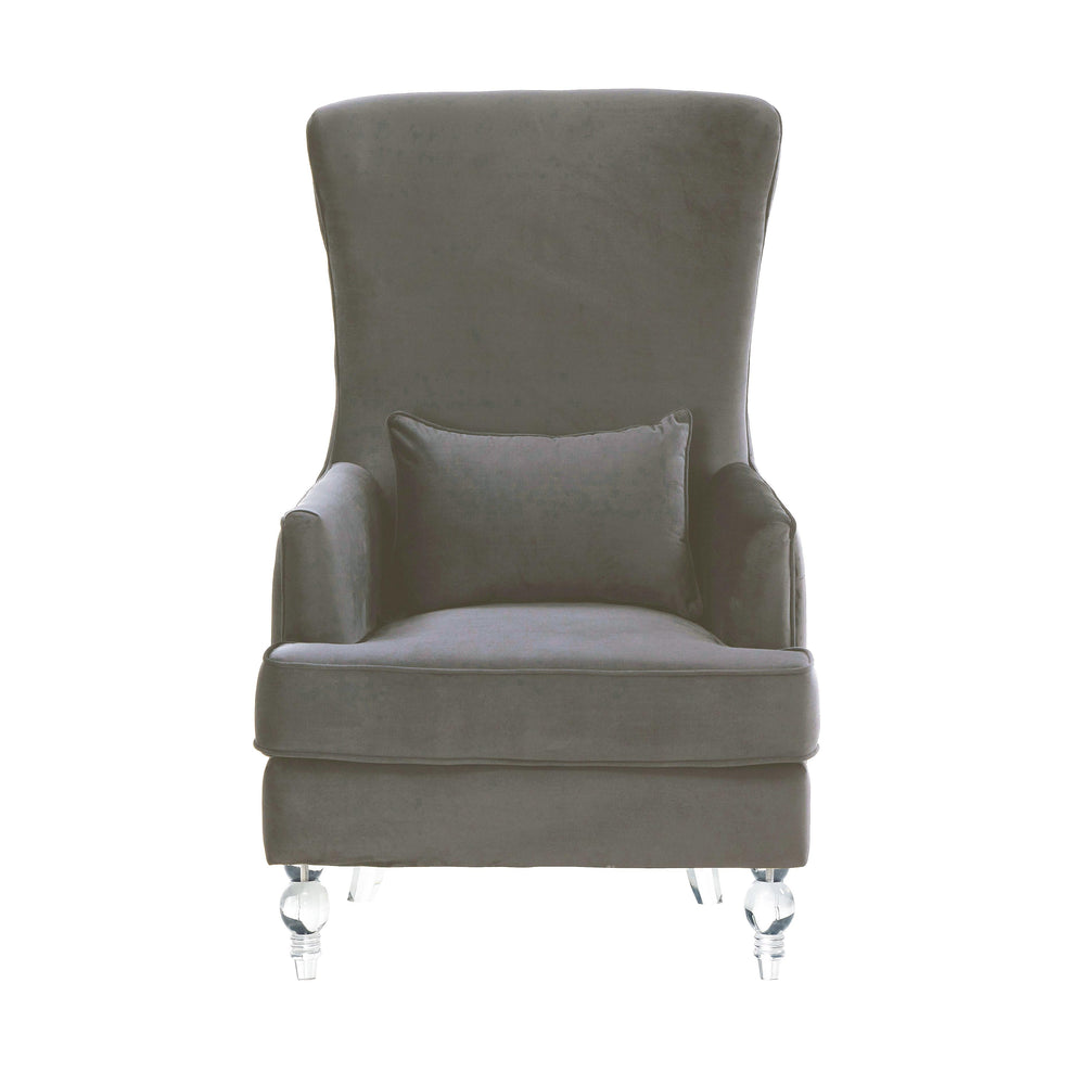 SwayLiving Aubree Tall Chair with Acrylic Legs - Grey ACCENT + LOUNGE CHAIRS