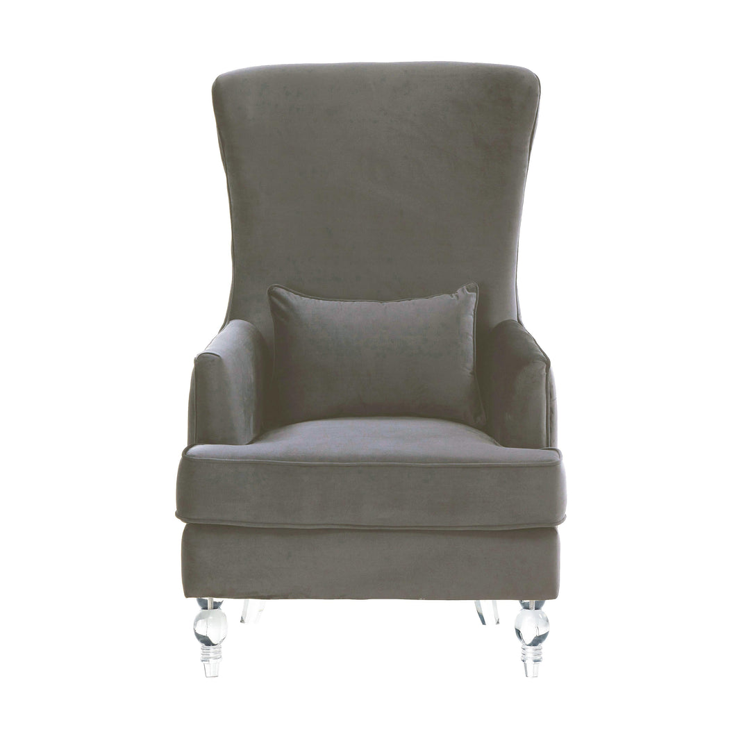 SwayLiving Aubree Tall Chair with Acrylic Legs - Grey ACCENT + LOUNGE CHAIRS