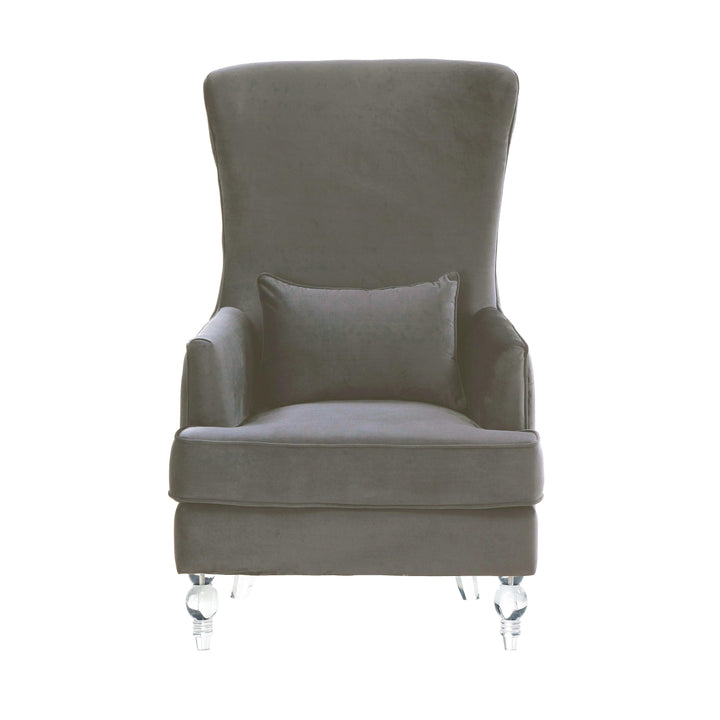 SwayLiving Aubree Tall Chair with Acrylic Legs - Grey ACCENT + LOUNGE CHAIRS