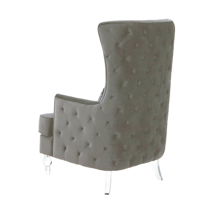 SwayLiving Aubree Tall Chair with Acrylic Legs - Grey ACCENT + LOUNGE CHAIRS