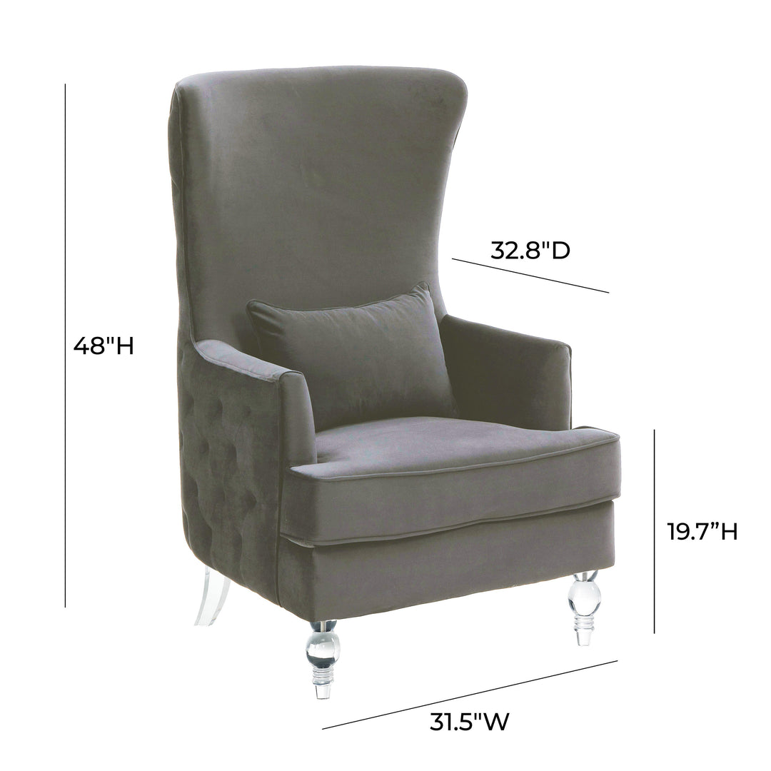 SwayLiving Aubree Tall Chair with Acrylic Legs - Grey ACCENT + LOUNGE CHAIRS