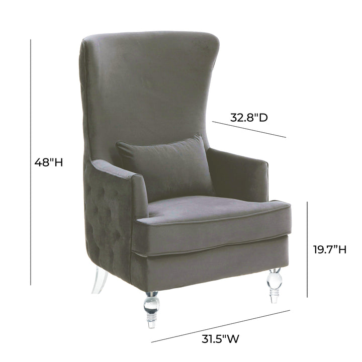 SwayLiving Aubree Tall Chair with Acrylic Legs - Grey ACCENT + LOUNGE CHAIRS