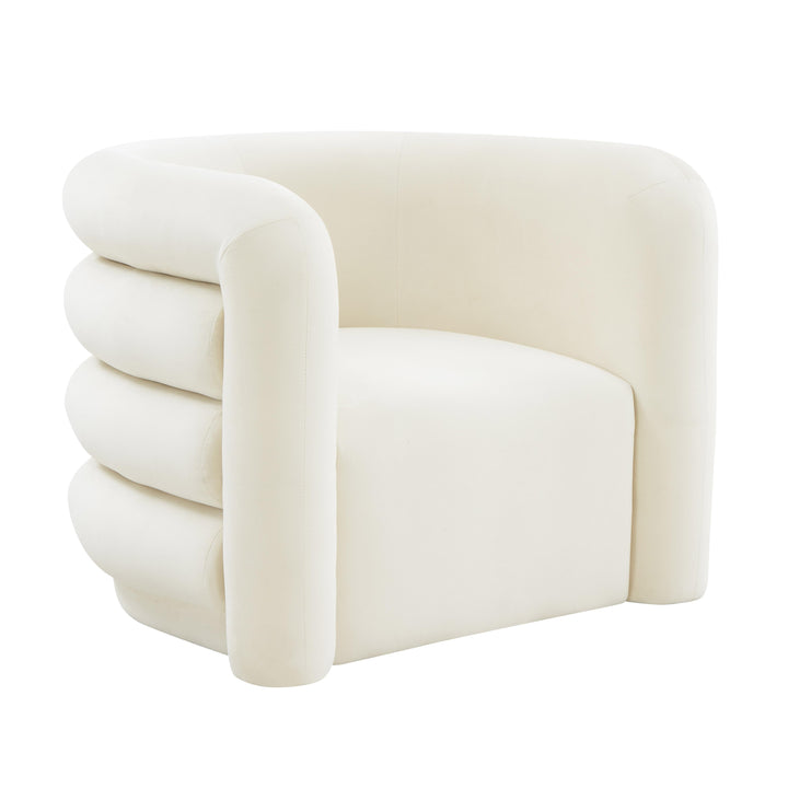 SwayLiving Curves Cream Velvet Lounge Chair ACCENT + LOUNGE CHAIRS