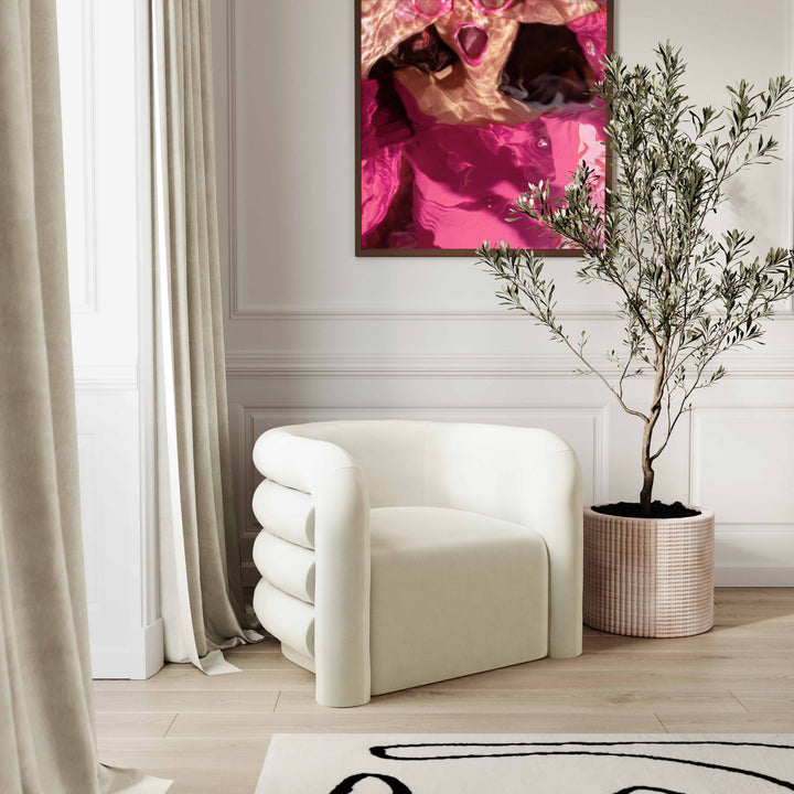 SwayLiving Curves Cream Velvet Lounge Chair ACCENT + LOUNGE CHAIRS