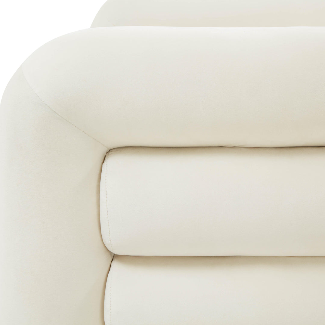 SwayLiving Curves Cream Velvet Lounge Chair ACCENT + LOUNGE CHAIRS