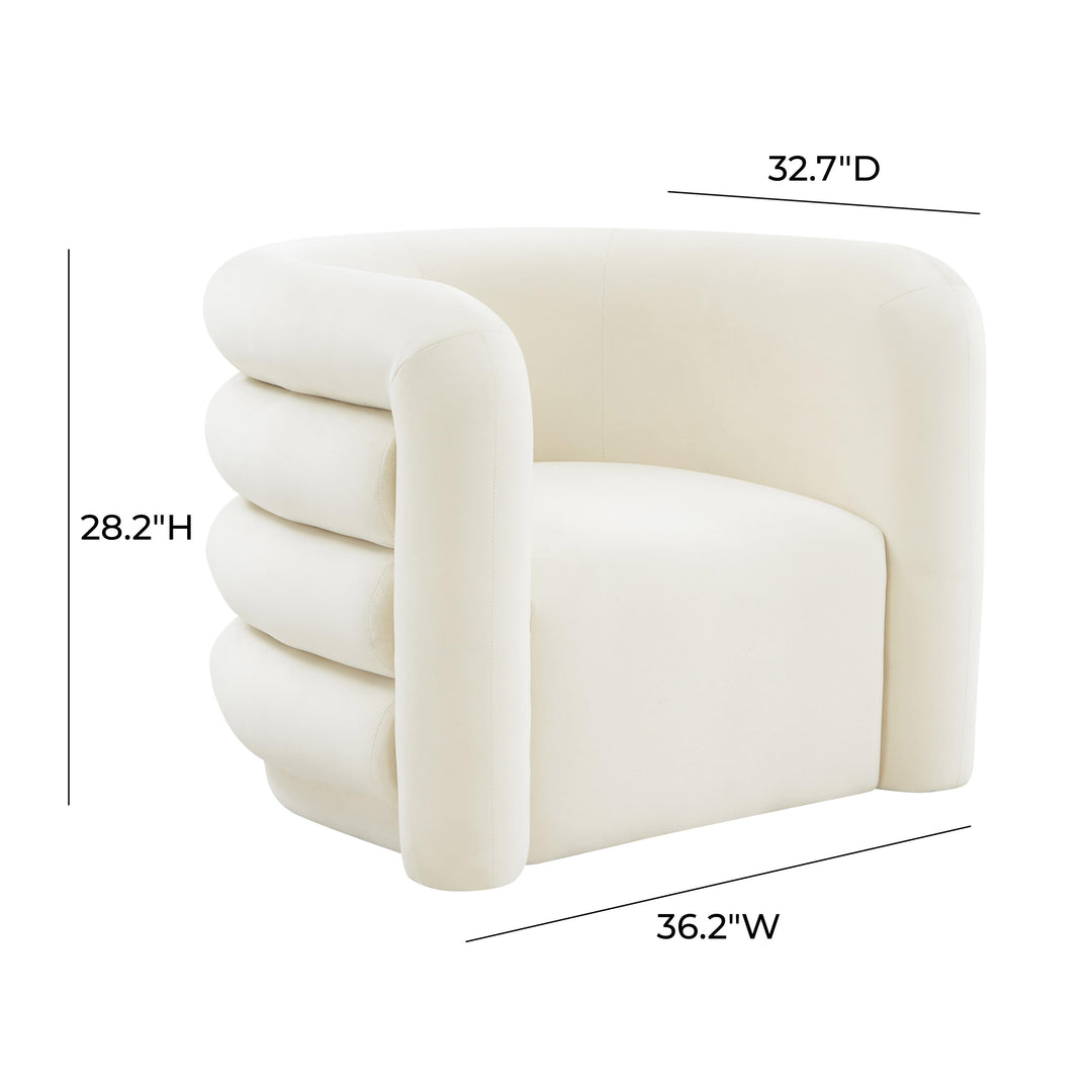 SwayLiving Curves Cream Velvet Lounge Chair ACCENT + LOUNGE CHAIRS
