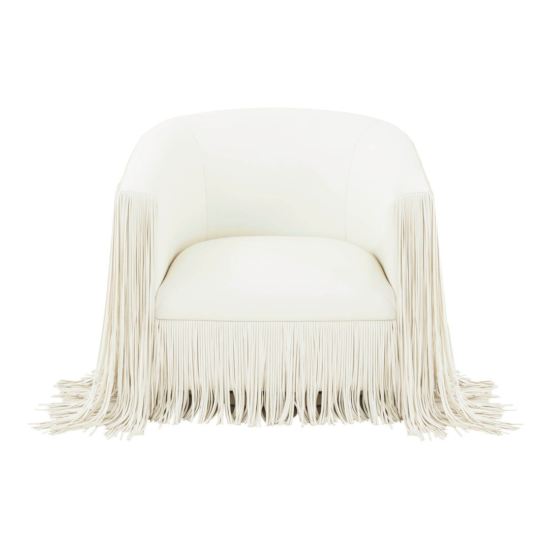 SwayLiving Shag Me Ivory Vegan Leather Swivel Chair ACCENT + LOUNGE CHAIRS