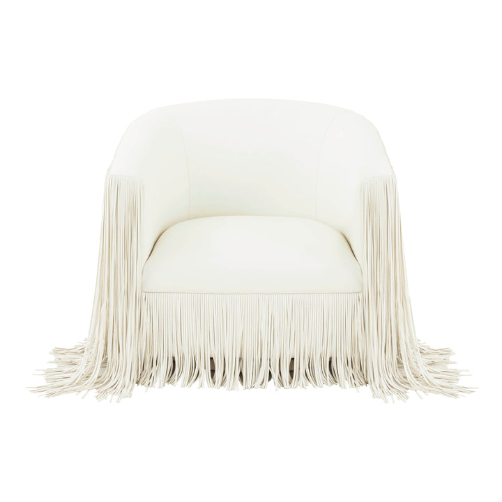 SwayLiving Shag Me Ivory Vegan Leather Swivel Chair ACCENT + LOUNGE CHAIRS
