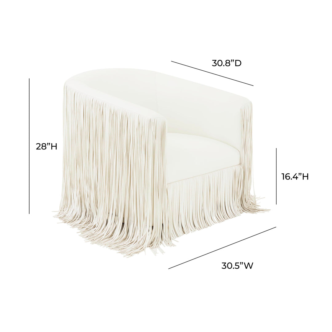 SwayLiving Shag Me Ivory Vegan Leather Swivel Chair ACCENT + LOUNGE CHAIRS