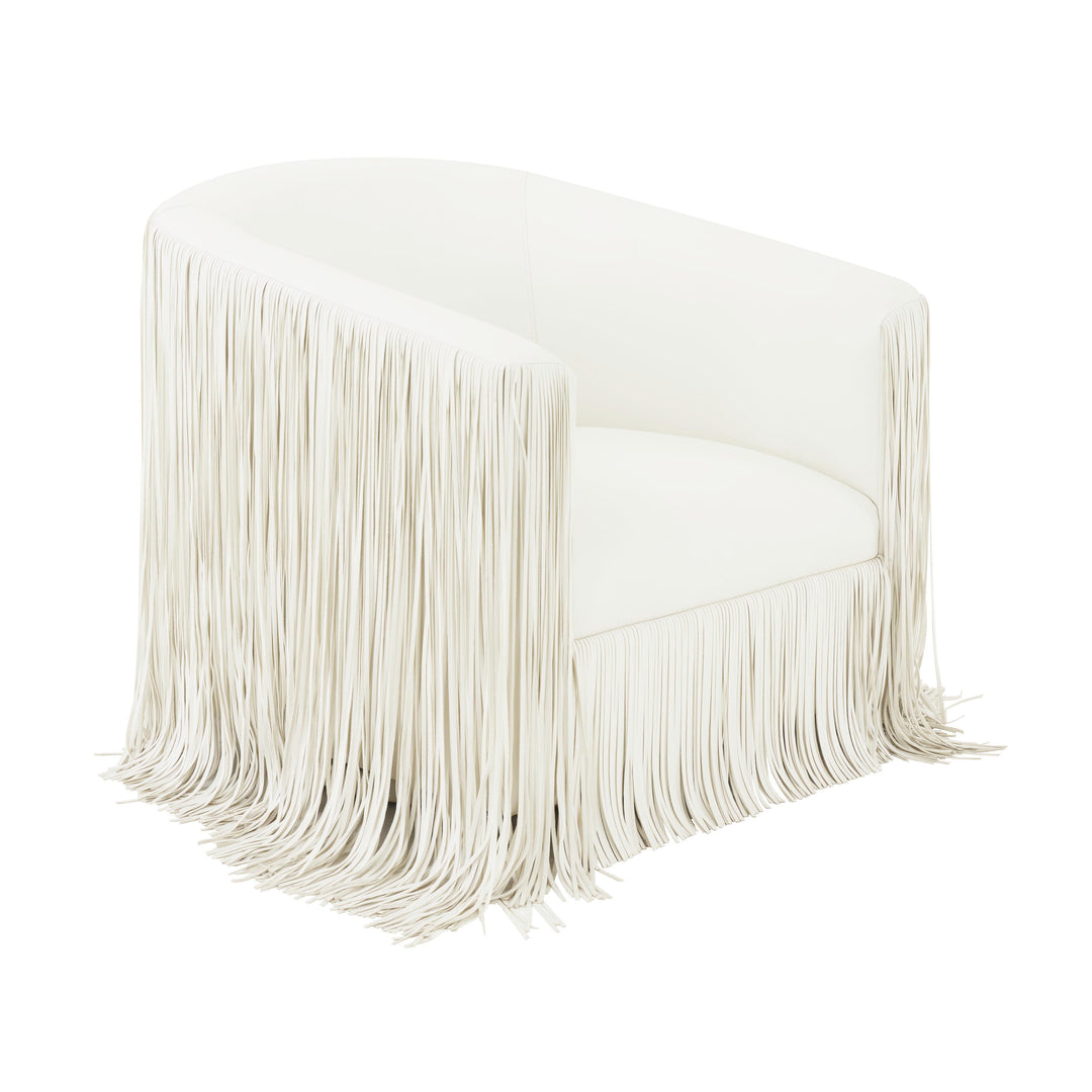 SwayLiving Shag Me Ivory Vegan Leather Swivel Chair ACCENT + LOUNGE CHAIRS