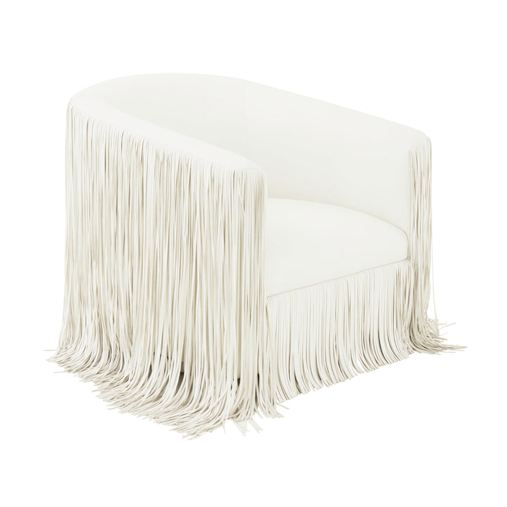 SwayLiving Shag Me Ivory Vegan Leather Swivel Chair ACCENT + LOUNGE CHAIRS