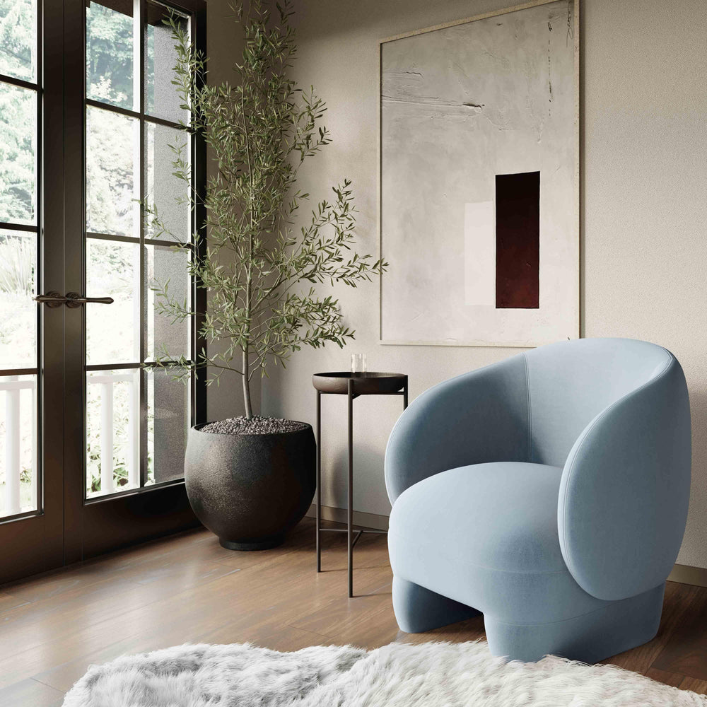 SwayLiving Kiki Blue Stone Velvet Accent Chair ACCENT + LOUNGE CHAIRS