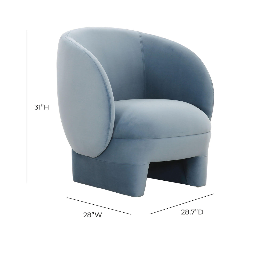 SwayLiving Kiki Blue Stone Velvet Accent Chair ACCENT + LOUNGE CHAIRS