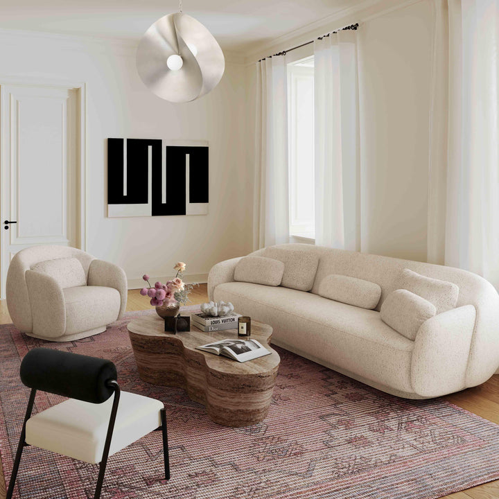 SwayLiving Misty Cream Boucle Accent Chair ACCENT + LOUNGE CHAIRS