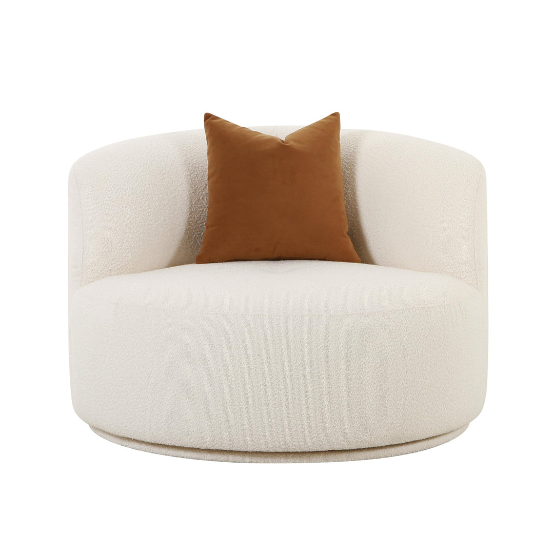 SwayLiving Fickle Cream Boucle Swivel Chair ACCENT + LOUNGE CHAIRS