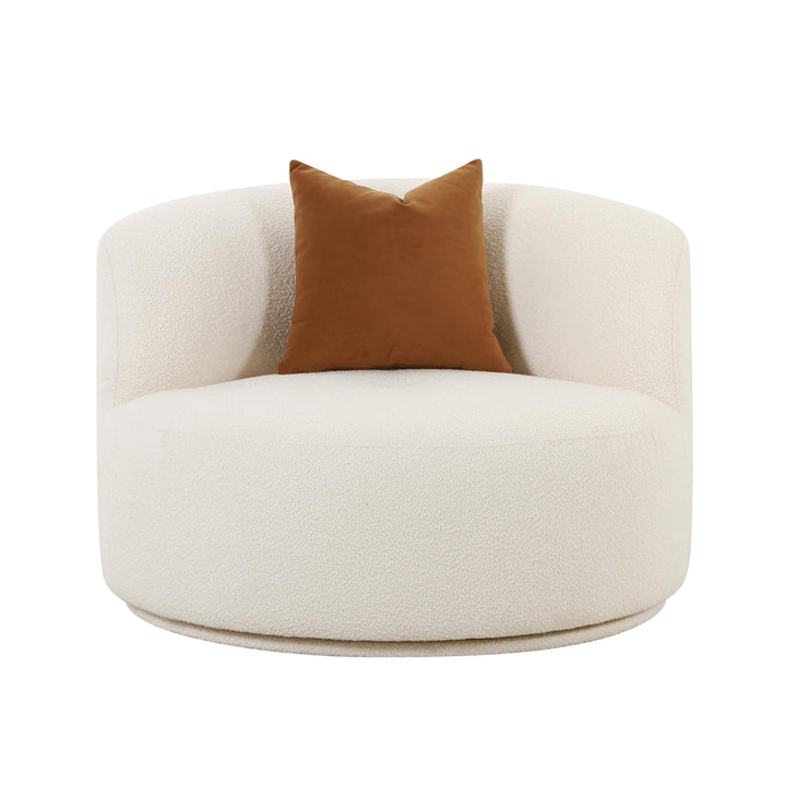 SwayLiving Fickle Cream Boucle Swivel Chair ACCENT + LOUNGE CHAIRS