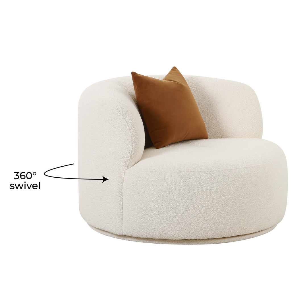 SwayLiving Fickle Cream Boucle Swivel Chair ACCENT + LOUNGE CHAIRS