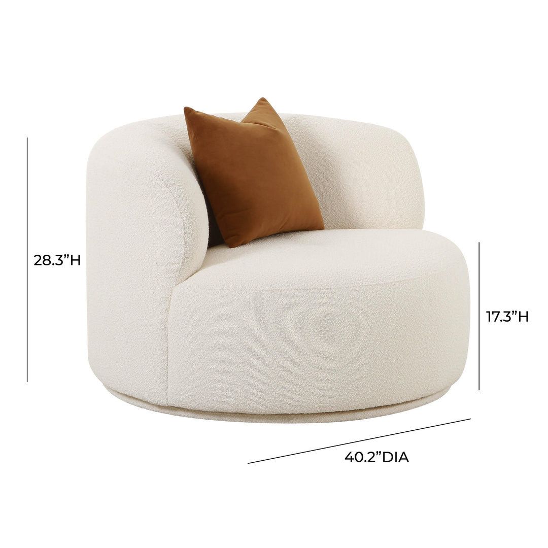 SwayLiving Fickle Cream Boucle Swivel Chair ACCENT + LOUNGE CHAIRS