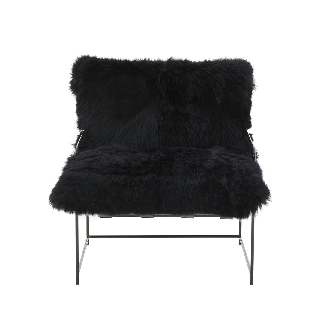SwayLiving Kimi Black Genuine Sheepskin Chair ACCENT + LOUNGE CHAIRS