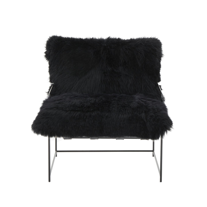 SwayLiving Kimi Black Genuine Sheepskin Chair ACCENT + LOUNGE CHAIRS