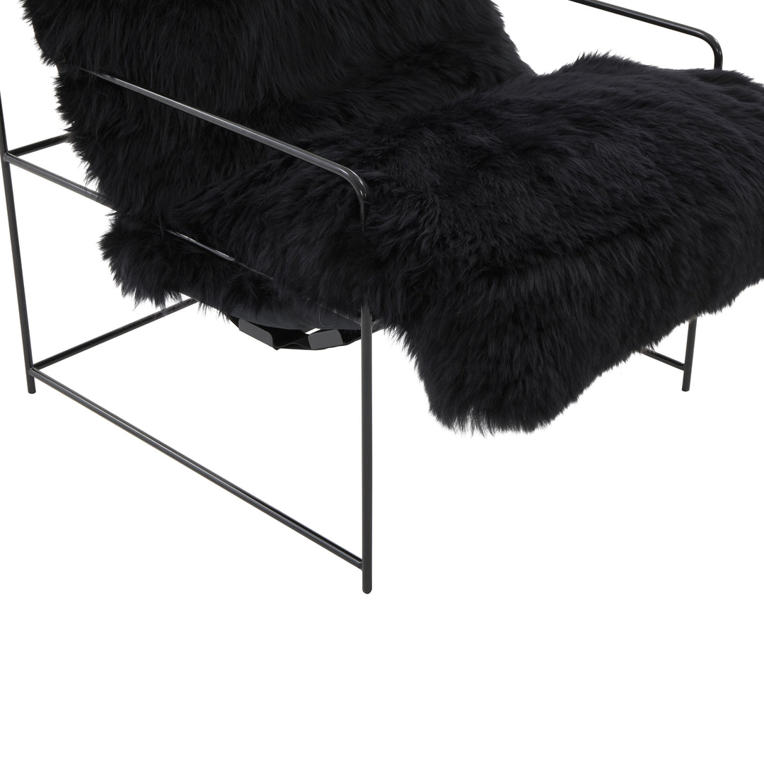 SwayLiving Kimi Black Genuine Sheepskin Chair ACCENT + LOUNGE CHAIRS