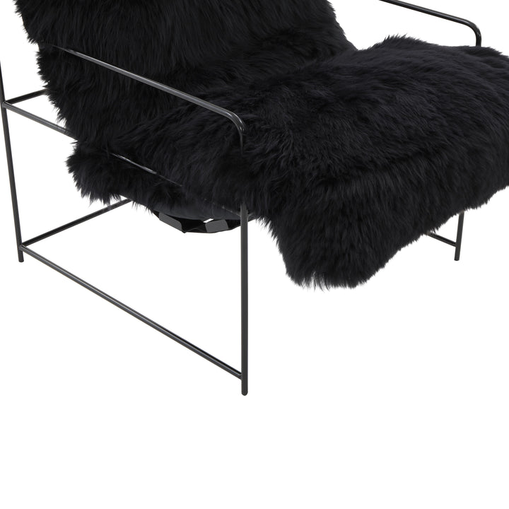 SwayLiving Kimi Black Genuine Sheepskin Chair ACCENT + LOUNGE CHAIRS