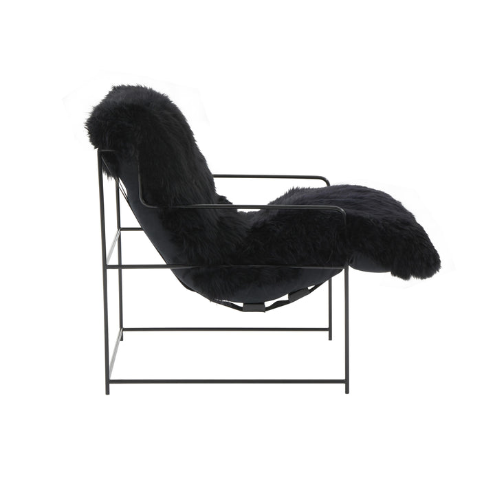 SwayLiving Kimi Black Genuine Sheepskin Chair ACCENT + LOUNGE CHAIRS
