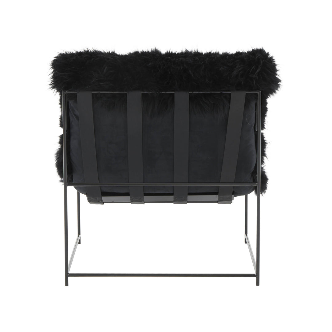 SwayLiving Kimi Black Genuine Sheepskin Chair ACCENT + LOUNGE CHAIRS