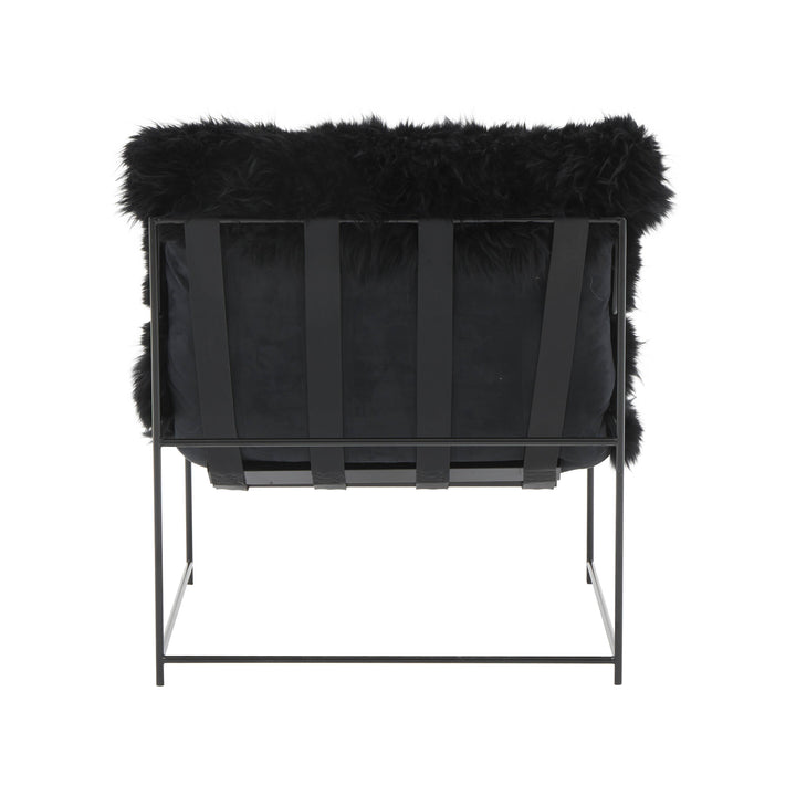 SwayLiving Kimi Black Genuine Sheepskin Chair ACCENT + LOUNGE CHAIRS