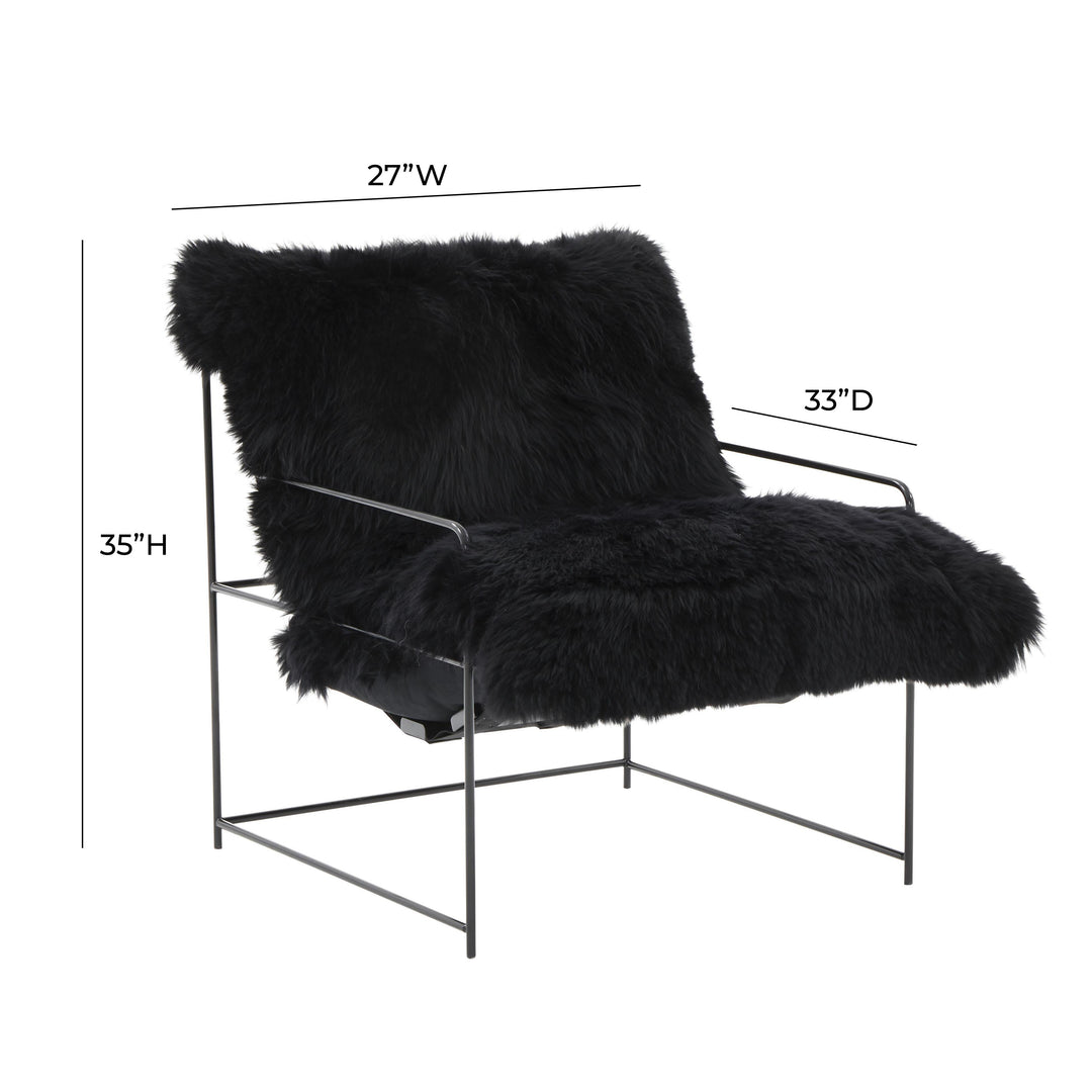 SwayLiving Kimi Black Genuine Sheepskin Chair ACCENT + LOUNGE CHAIRS
