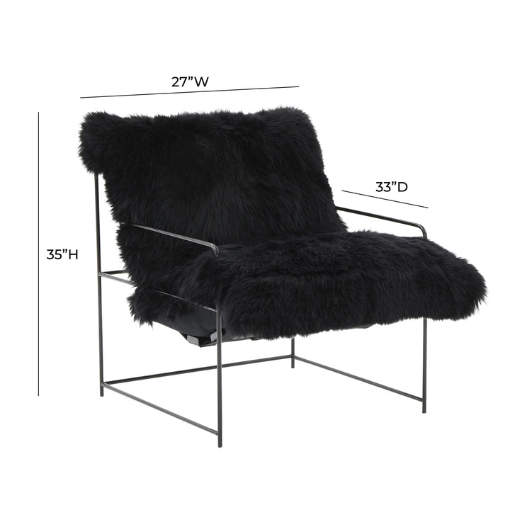 SwayLiving Kimi Black Genuine Sheepskin Chair ACCENT + LOUNGE CHAIRS