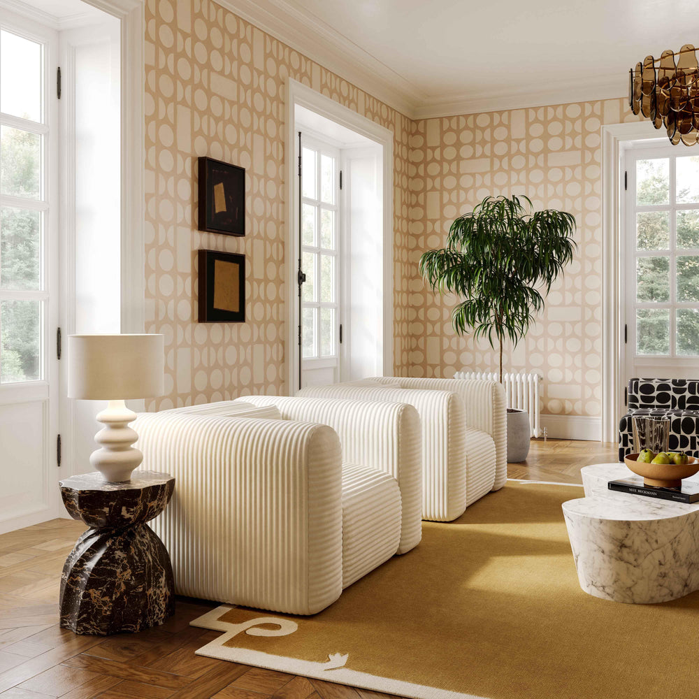 SwayLiving Tarra Fluffy Oversized Cream Corduroy Armchair ACCENT + LOUNGE CHAIRS