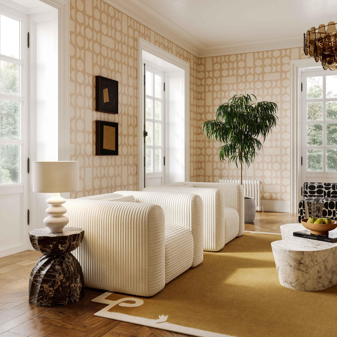 SwayLiving Tarra Fluffy Oversized Cream Corduroy Armchair ACCENT + LOUNGE CHAIRS