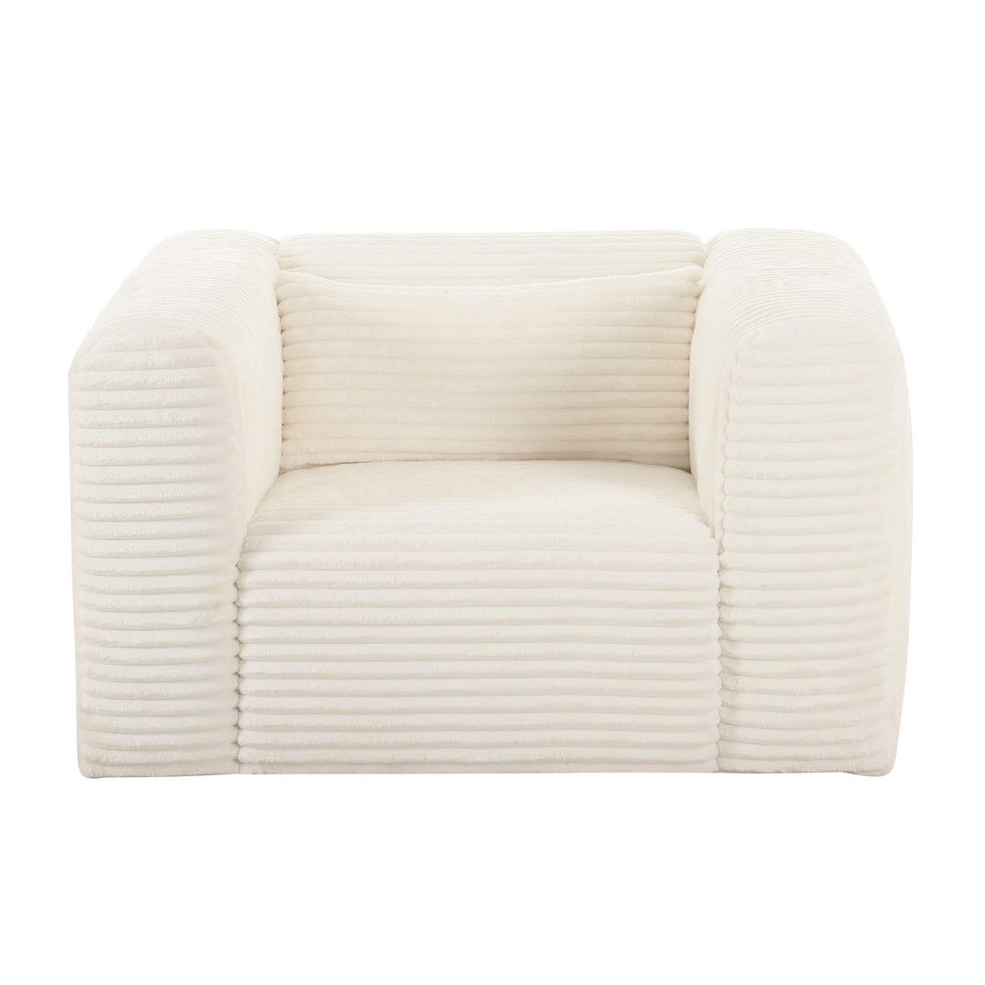 SwayLiving Tarra Fluffy Oversized Cream Corduroy Armchair ACCENT + LOUNGE CHAIRS