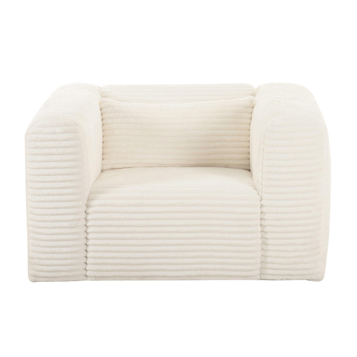 SwayLiving Tarra Fluffy Oversized Cream Corduroy Armchair ACCENT + LOUNGE CHAIRS