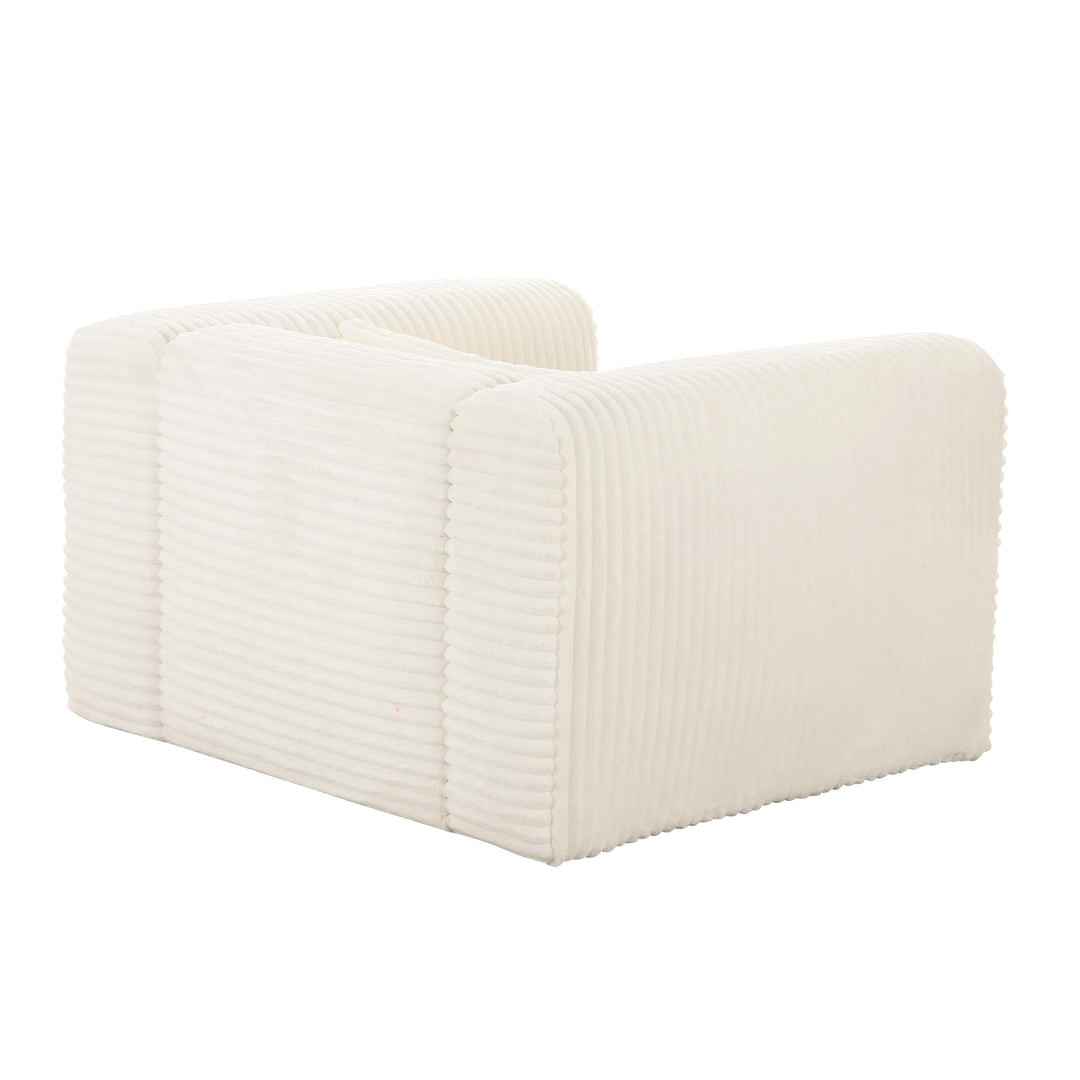 SwayLiving Tarra Fluffy Oversized Cream Corduroy Armchair ACCENT + LOUNGE CHAIRS