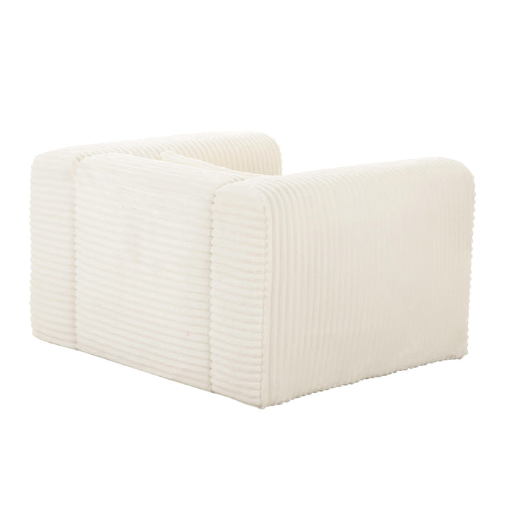 SwayLiving Tarra Fluffy Oversized Cream Corduroy Armchair ACCENT + LOUNGE CHAIRS