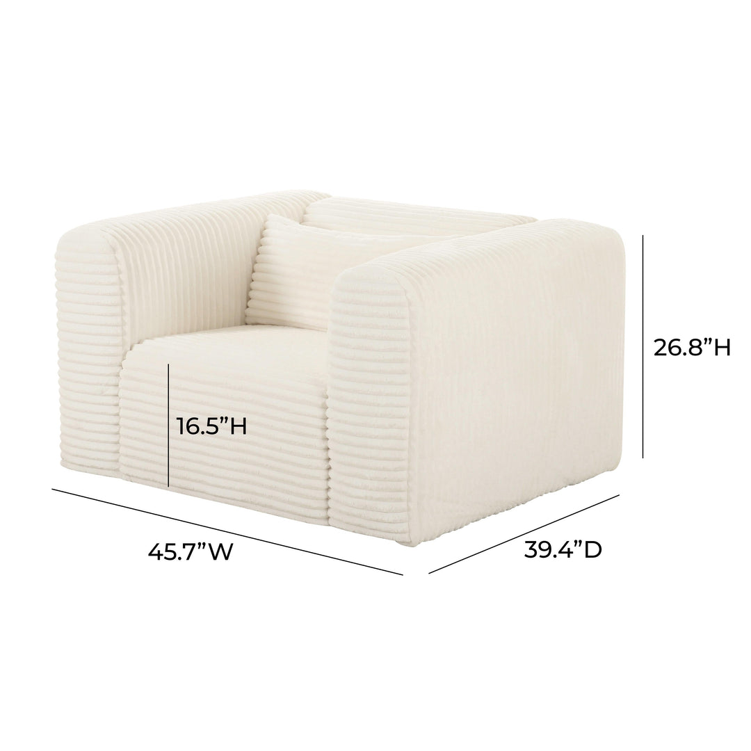 SwayLiving Tarra Fluffy Oversized Cream Corduroy Armchair ACCENT + LOUNGE CHAIRS