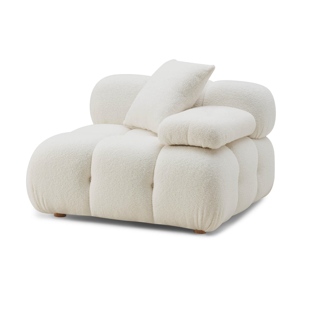 SwayLiving Calliope Cream Vegan Shearling Modular Corner Chair ACCENT + LOUNGE CHAIRS