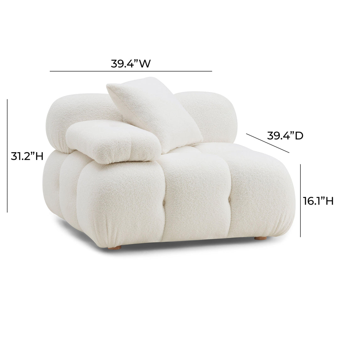 SwayLiving Calliope Cream Vegan Shearling Modular Corner Chair ACCENT + LOUNGE CHAIRS