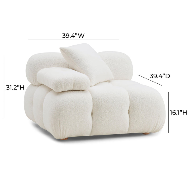 SwayLiving Calliope Cream Vegan Shearling Modular Corner Chair ACCENT + LOUNGE CHAIRS