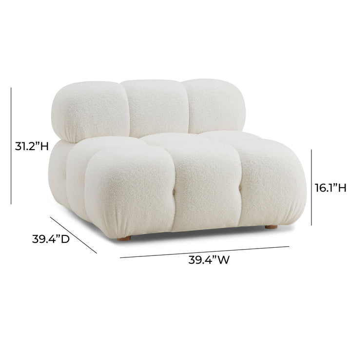 SwayLiving Calliope Cream Vegan Shearling Modular Armless Chair ACCENT + LOUNGE CHAIRS