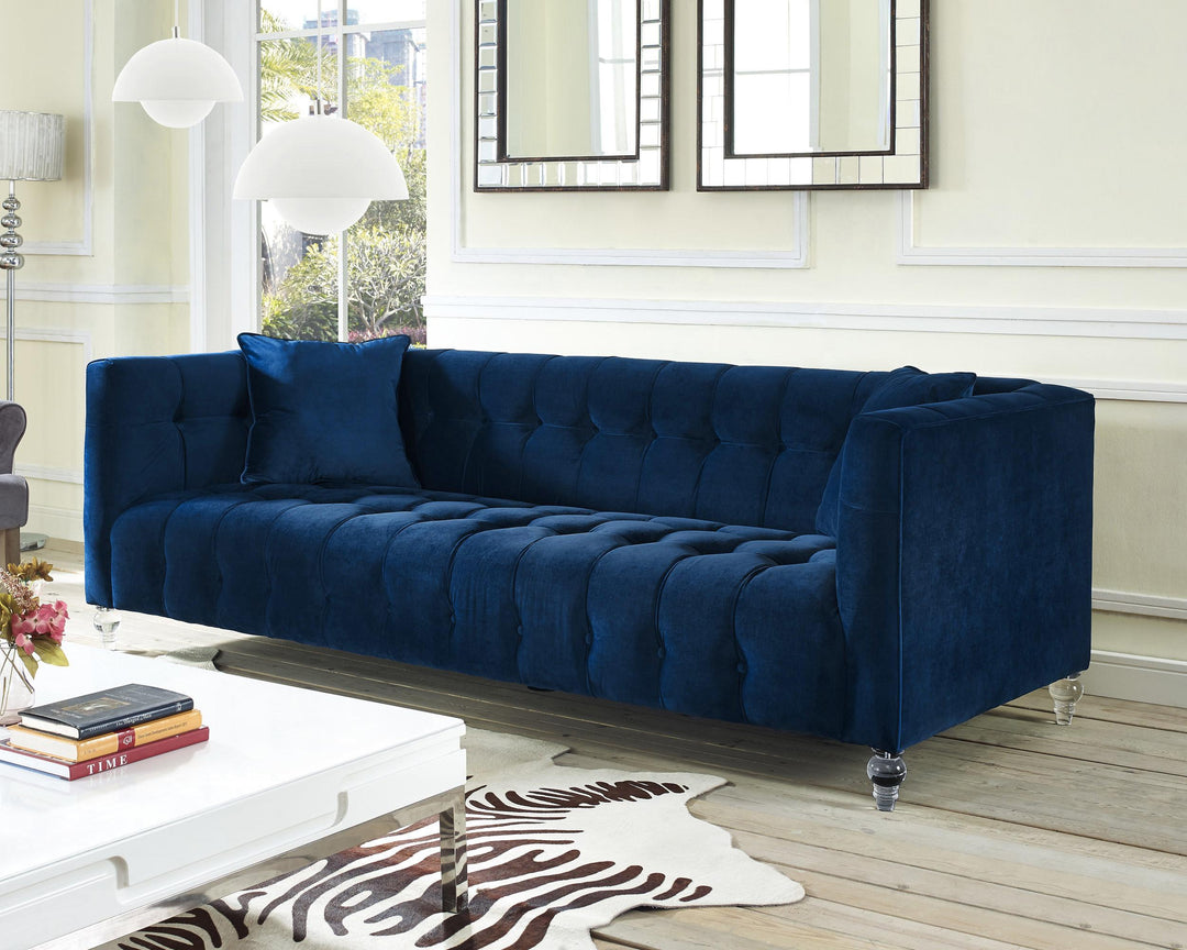 SwayLiving Bea Navy Velvet Sofa SOFAS + SECTIONALS