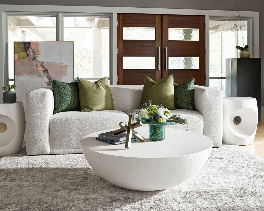 SwayLiving Modern Nomad Round Textured Cocktail Table COFFEE TABLES